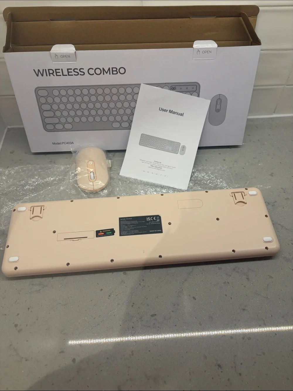 Wireless Home Office Keyboard & Mouse Combo in Peach